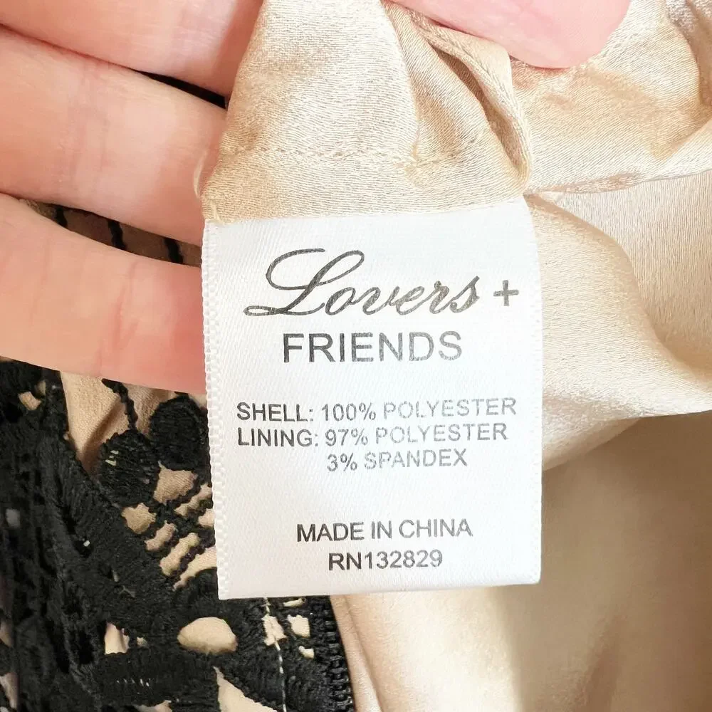 Lover's + Friends Caspian Shift Dress Black Crochet Lace Sleeveless Small NWT - Picture 11 of 14